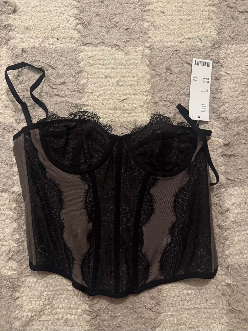 Urban Outfitters Black Lace Bustier Corset